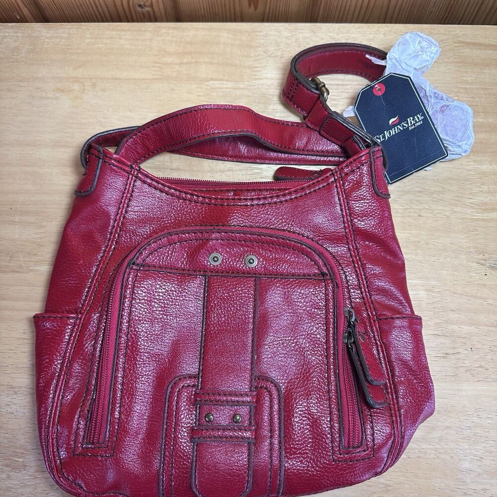 St. John’s Bay Penelope Crossbody Bag Cayenne Red NWT Multi Pocket